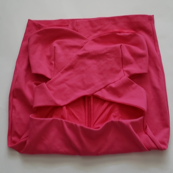 Silence + Noise Womans Hot Pink Surplice Cutout Mini Dress - Picture 2 of 3